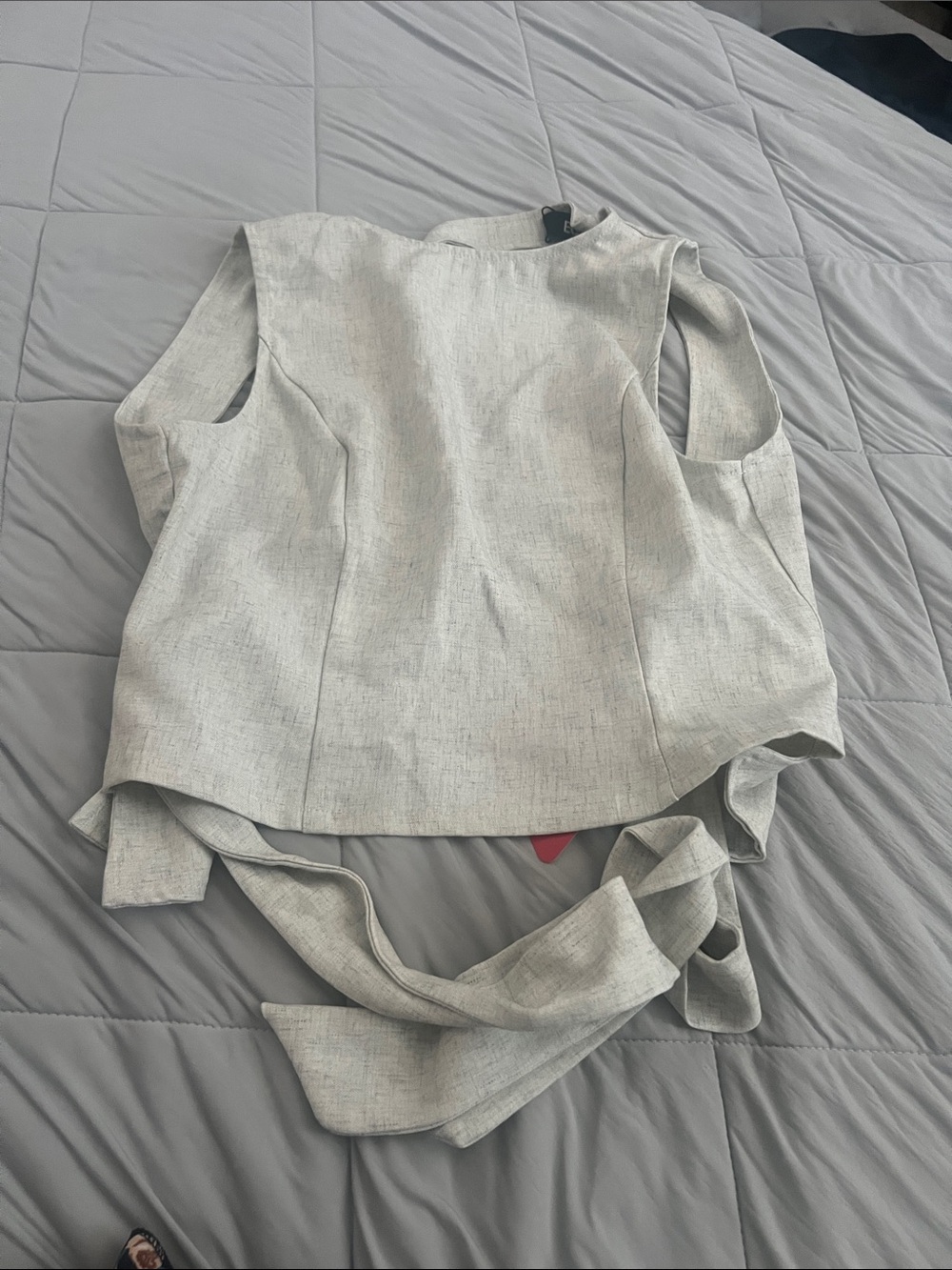 EGO Light Gray Sleeveless Wrap-Back Top